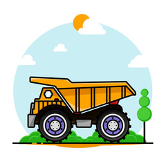 Fototapeta na wymiar Vector illustration of a mining truck with a cartoon or toy concept. great for poster design, heavy equipment advertising, mining industry 