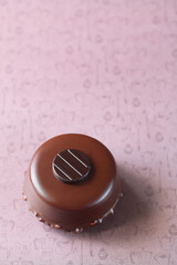 Obraz na płótnie Canvas Chocolate Shortcrust Cookies, on a light brown background.