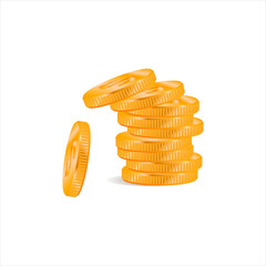 Gold coin with dollar sign. Vector image on white background