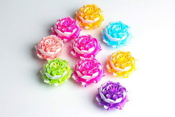 Colorful lotus handcraft ribbin for donate to give away alms by scattering ,The Coin sprinkling.