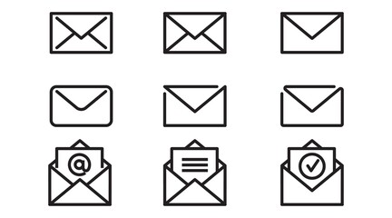 Mail icon. envelope line, flat. feedback letter sign. symbol Isolated vector illustration set email.