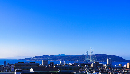 パノラマ　青空　明石海峡大橋　（別名　パールブリッジ）
