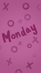 Pink Phone Wallpaper with Monday in Hand Writing and Doodle Pattern