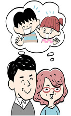 Grandparents thinking of their grandchildren