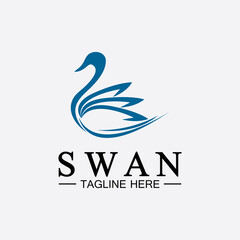 Swan logo icon vector illustration  design template.elegant Flying swan bird logo