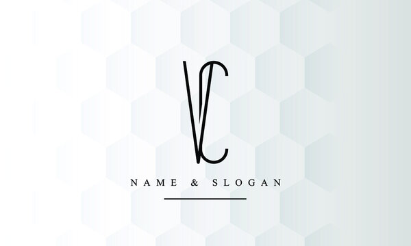 VC, CV, V, C Letter Logo Design with Creative Modern Trendy Typography