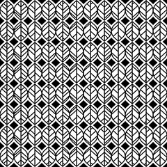 Abstract black and white vector leaf seamless pattern