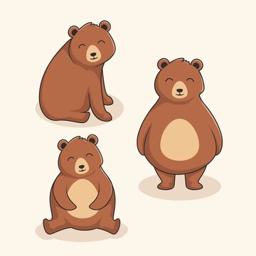 Bear Cartoon Cute Animals Collections Set