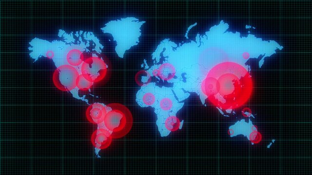 world map corona virus pandemic animation