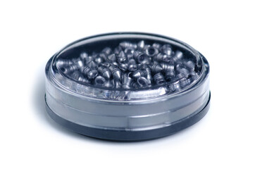 Bullets for pneumatic weapons on white background isolation