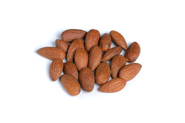 Almond nuts healthy food on white background isolation