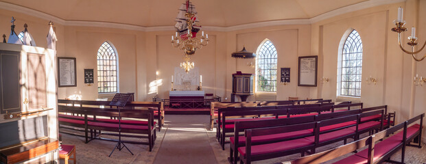 Church on small island Nyord in the archipelago southern Denmark