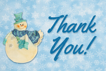 Thank you message with a friendly snowman