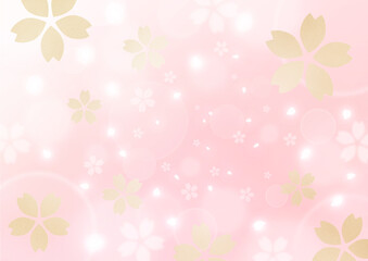 金箔の桜吹雪　春のイメージイラスト　背景素材（ピンク）