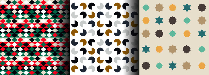 Set of symbol and simple shape pattern with three style, Vintage ,retro and modern style. Collection of vector background.