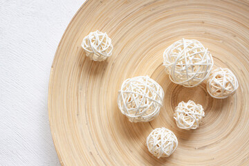 Decorative balls wicker from branches for decor and design.