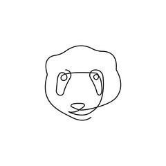 A panda head is drawn by a single black line on a white background. One-line drawing. Continuous line. Vector Eps10