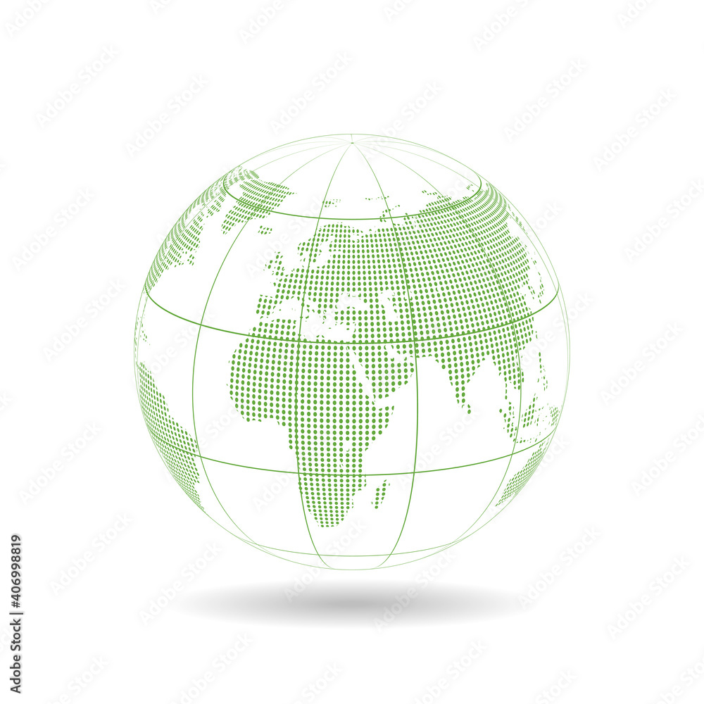 Wall mural green globe design with dot and line, vector illustration