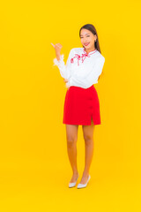 Portrait beautiful young asian woman smile in action