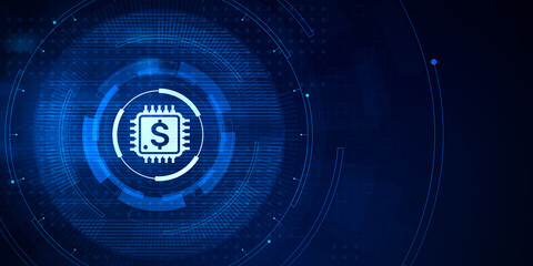 Fintech Financial technology digital money e-payment internet banking concept.