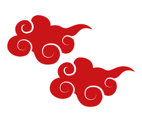 chinese red clouds decorative icon
