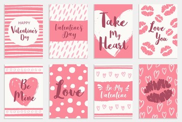 Set of cards for the Valentines Day. Romantic illustration for wedding invitations, greeting cards, scrapbooking and party design