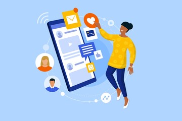 Woman using social media apps on her smartphone