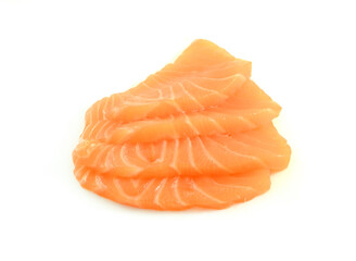salmon fillets on white background