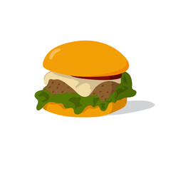 colorful hamburger with rough details isolated on white background