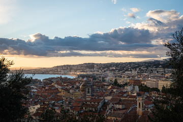 sunset over the city of Nice