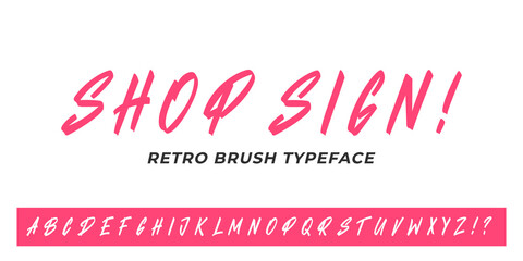Headline font. Vector retro brush typeface design
