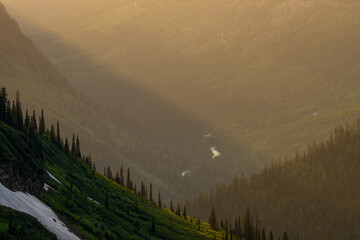 McDonald Creek Winds Through Valley in Soft Afternoon Light