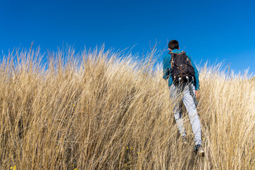 Man Hiking in the Countryside