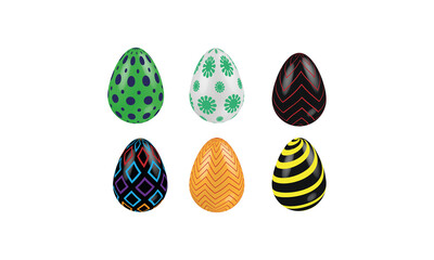 3D Easter Eggs colorful pattern vector graphic template