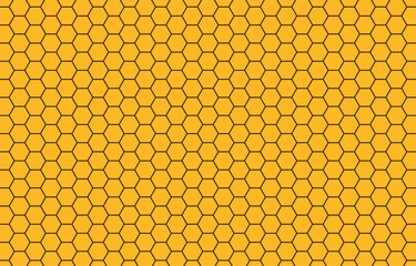 Hexagon bee hive brown pattern seamless yellow background vector illustration.