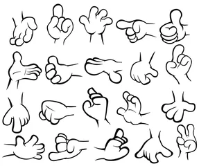 Gardinen Eine Reihe von Vektor-Cartoon-Illustrationen. Hände mit verschiedenen Gesten für Ihr Design. © liusa