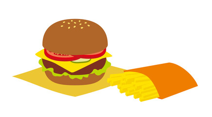 ハンバーガーとポテトのセット