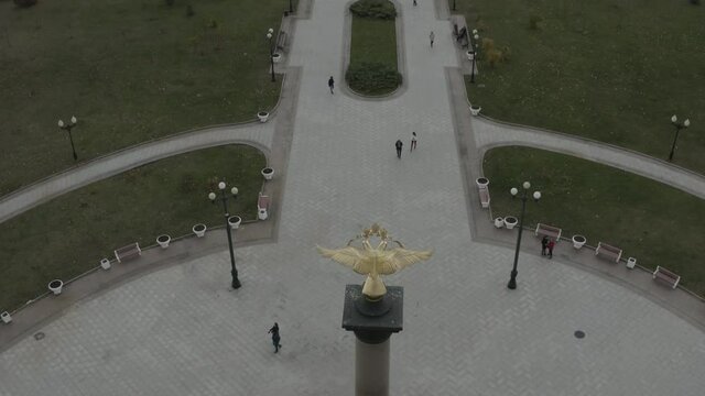 Monument to the 1000th anniversary of Yaroslavl, two-headed eagle sculpture, Embankment of the city of Yaroslavl