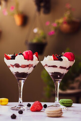 Trifle Cake in stemware with berries.