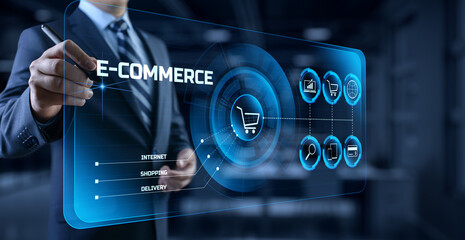 Fototapeta na wymiar E-commerce online shopping business technology concept on screen.