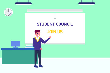Student council 2D flat vector concept for banner, website, illustration, landing page, flyer, etc