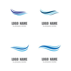 Fototapeta premium SetWater wave icon vector illustration design logo