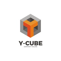 vector illustration of letter Y 3d style and cube shape, multipurpose logo design 