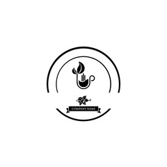 Tea Logo Template. Logo for Organic Green tea Shop for Healthy Lifestyle. Cup of Organic Green Tea and Fresh Green Leafs