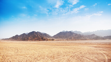 Desert mountains against blue sky. Landscape. Egypt