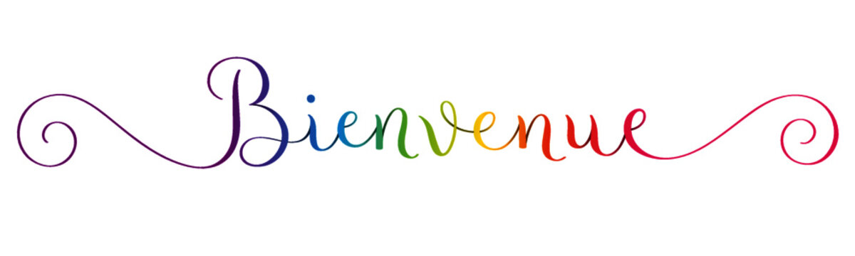 Banniere calligraphique arc-en-ciel BIENVENUE
