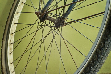 close up shot of bicycle tire or wheel