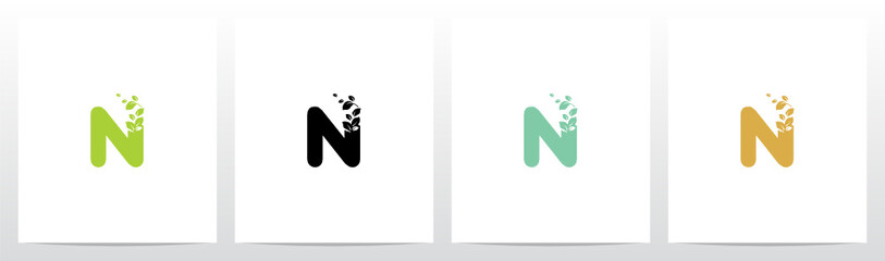 Letter Eroded Into Leaf Letter Logo Design N
