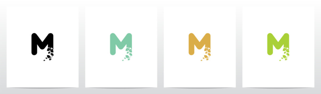Letter Eroded Into Leaf Letter Logo Design M