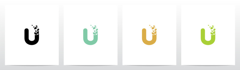 Letter Eroded Into Leaf Letter Logo Design U © recehan